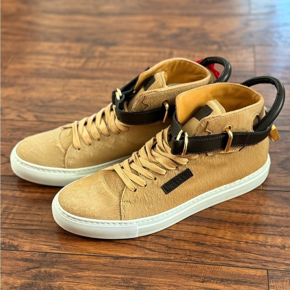 NWT Rare Limited Edition BUSCEMI 100mm "Triple Crown Tan" Leather | Size 42 / US - Picture 3 of 8